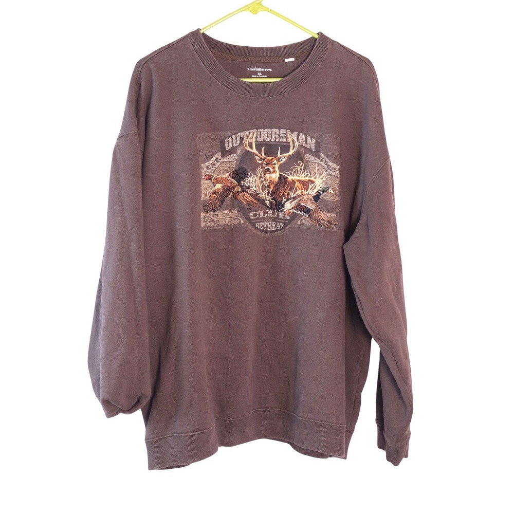 Croft & Barrow Outdoorsman Club Retreat Deer Duck Embroidered Sweatshirt Mens XL